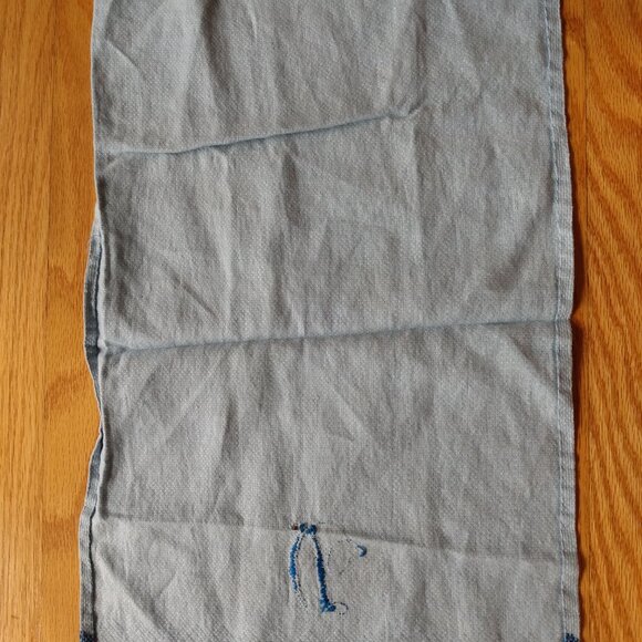Vintage Monogram D Tea Towel Blue Embroidered Cloth Napkin Doily AS IS DAMAGED - Picture 6 of 13